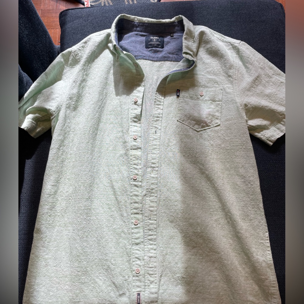 IJeans Men’s Green Cotton Short Sleeve Button Down Shirt Size XL